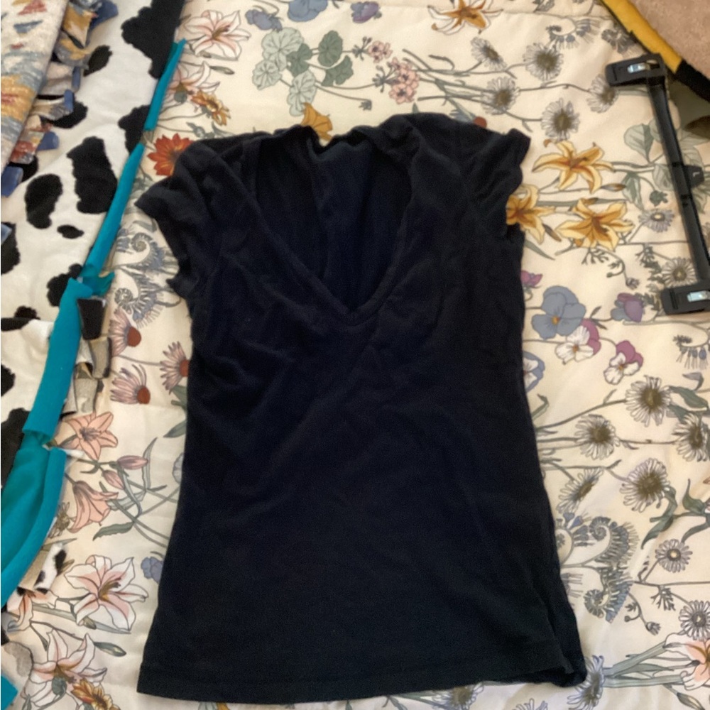 Black V-Neck Women's Top